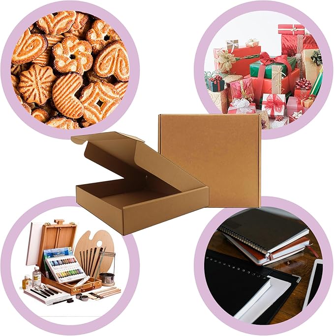 11x10x2 Inches Shipping Boxes Set of 25, Brown Corrugated Mailing Cardboard Box Literature Mailer for Packing Small Business Moving and Storage,E-Commerce Packaging (11"×10“×2”)