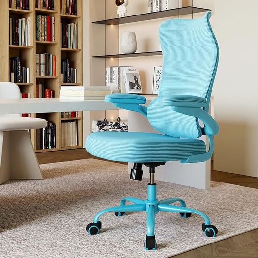 TRALT Office Chair Ergonomic Desk Chair - Gaming Chair with Lumbar Support | 330 LBS Home Office Desk Chairs , Reading Chair with Flip-up Armrests, Comfortable Computer Chairs (1, Blue)