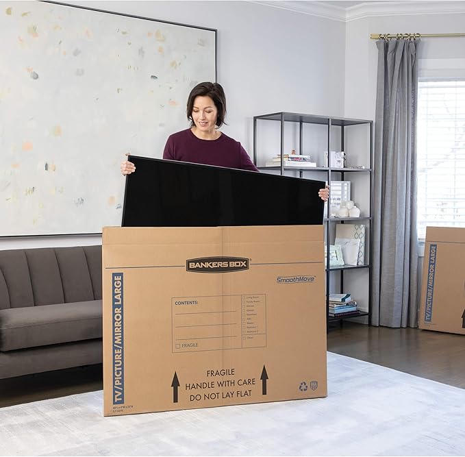 Bankers Box Large, Up to 55" TV/Picture/Mirror, Moving Box 4 Pack, 48-In x 4-In x 33-In (7711301)