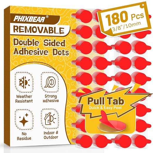 PHIXBEAR 180 Pcs Removable Mounting Putty, Strong Double Sided Glue Adhesive Dots Clear Museum Sticky Tack for Action Figures Wall Hanging No Residue, 3/8"