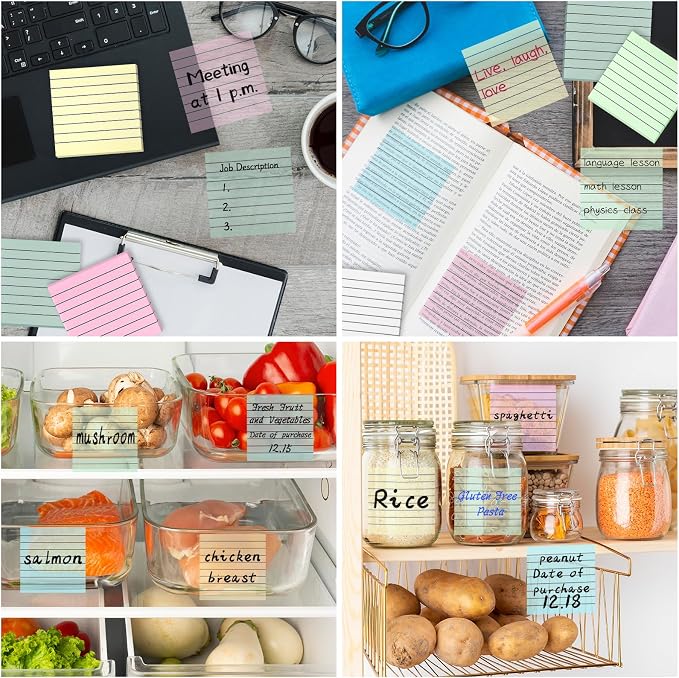 Transparent Sticky Notes Lined 300 Sheets 3"X3" Lavender PET Material | Clear Translucent Self-Adhesive Sticky Notes for Back to School & Office Supplies, See Through Reveals Underlying Bible Text