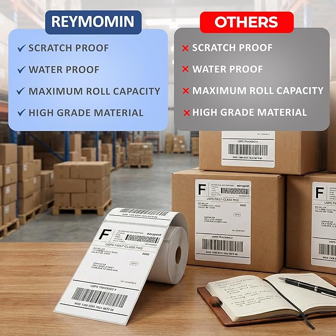 4” x 6” Thermal Shipping Labels – 500 Labels per Roll – Direct Compatible with Zebra Label Printers GK420d,D450BT & ZP450 (2 Pack)