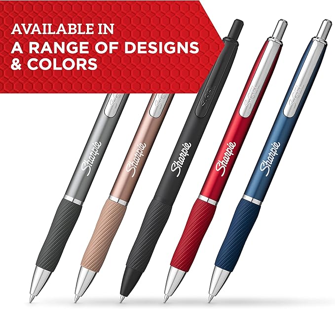 Sharpie S-Gel Gel Pens Sleek Metal Barrel Gunmetal Medium Point (0.7mm) Black Ink 4 Count