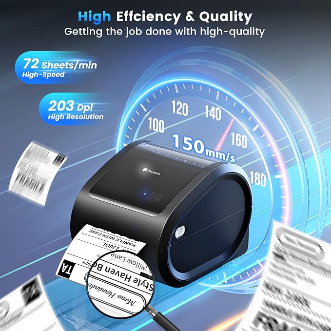 Phomemo D520BT Thermal Label Printer for Business with Built-in Paper Bin | 4x6 Bluetooth Shipping Label Printer for Small Business & Packages, Compatible with Android, iOS, PC, Amazon, Shopify, USPS