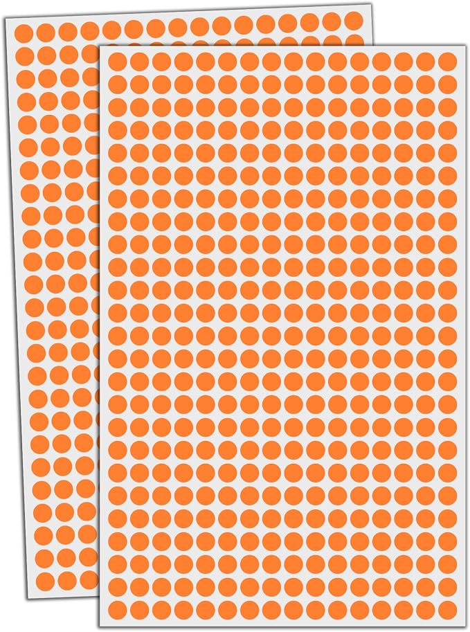 6000 Pack - 1/4" Small Dot Stickers Round Circle Labels - Orange