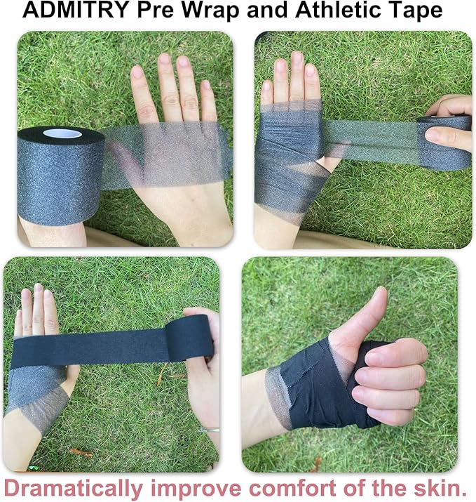 Athletic Tape,5 Pack Black Sports Tape,Strong Stick No Sticky Residue for Hockey Climbing Sports Medical Splints