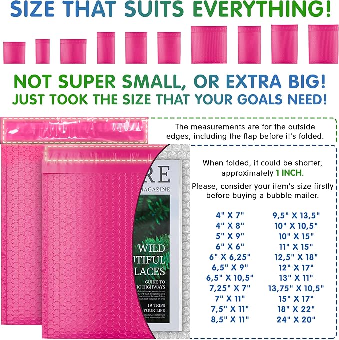 Poly Bubble Mailers, 8.5 x 11 Inch Pink Padded Mailers, Self Seal Shipping Envelopes, Lightweight Poly Mailer Bags, Waterproof Mailing Bags, Pack of 300