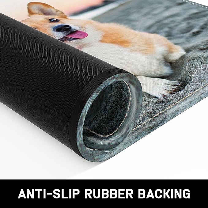 Mouse Pad, Minimalism Marble Style Computer Pad, Anti-Slip Rubber Mouse Mat with Stitched Edges for Gaming, Office, Laptop, PC, Women, 9" x 8" Thick 3 mm, Cute Puppy