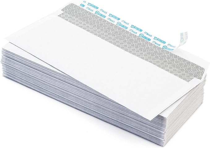 Mead #10 Security Business Envelopes Letter Size 4-1/8" x 9-1/2" – Peel and Seal, Privacy Lined, No-Window, Press-It Seal-It Self-Adhesive for Home & Office Mailing, 200 Count (742020) (Pack of 12)