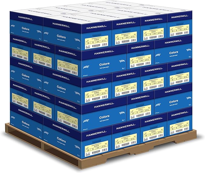 Hammermill Colored Paper, 20 lb Canary Printer Paper, 8.5 x 11-1 Pallet, 40 Cases (200,000 Sheets) - Made in the USA, Pastel Paper, 103341P
