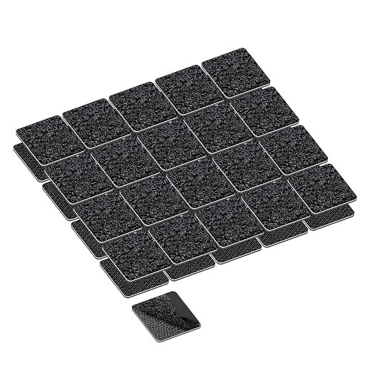 1x1 Inch Hook and Loop Strips, 20 Sets Nylon Self Adhesive Tape, Double Sided Strong Back Adhesive Tape and Dots for Office, Home and Crafting, Heavy Duty, Black