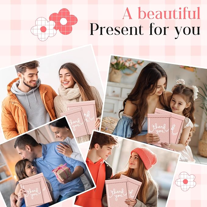 Metronic Bubble Mailers 6x10 Inch 100 Pack Thank You Padded Envelopes Pink | Usable Size 6x9 Cute Shipping Envelopes Waterproof Padded Mailers Self Seal Bubble Envelopes for Mailing Jewelry, Makeup