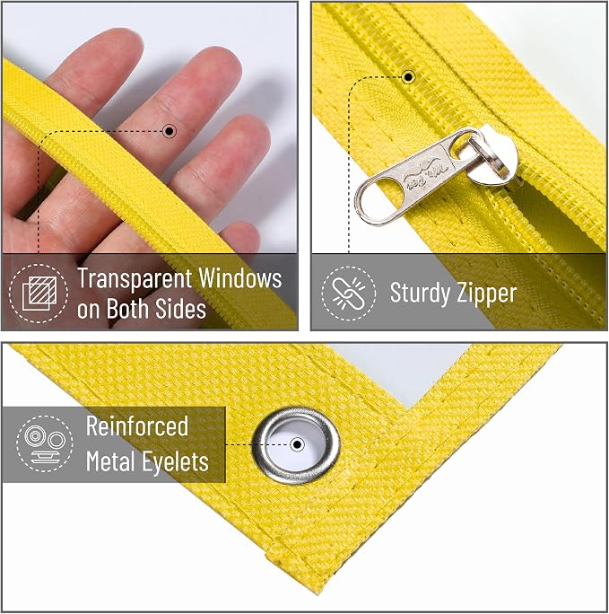 Mr. Pen- Pencil Pouch for 3 Ring Binder, 5 Pack, 10"x7", Smooth Zipper | Clear Window, Large Capacity Pencil Case with 3 Reinforced Grommets for School, Office, Supplies Storage | Clear Window, Large Capacity Pencil Case with 3 Reinforced Grommets for ...