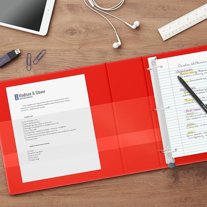 Staples Heavy-Duty 1-Inch D-Ring View Binder, Reinforced Spine, Holds Up to 275 Sheets, Red, for Office & School
