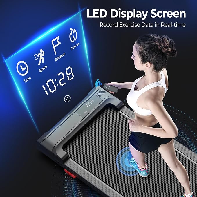 Walking Pad Treadmill for Home - Under Desk Treadmills Mini Portable Walking Running Machine Slim Compact Motorized Electric Treadmill with Adjustable Speed Remote