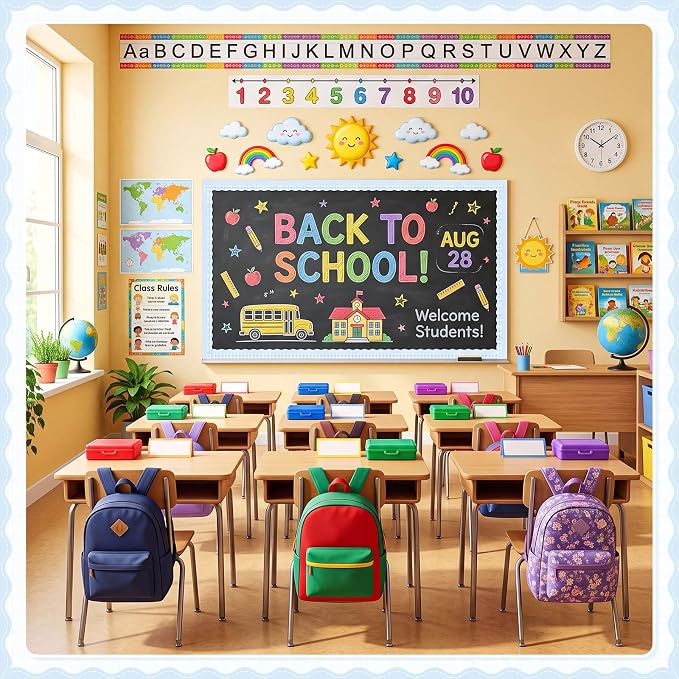 2 Rolls 65.6ft Marcaron Blue Gingham Bulletin Board Borders Decoration Blue Checkered and Straight Edge Bulletin Borders Board Trim for Office School Classroom Chalkboard Party Decoration