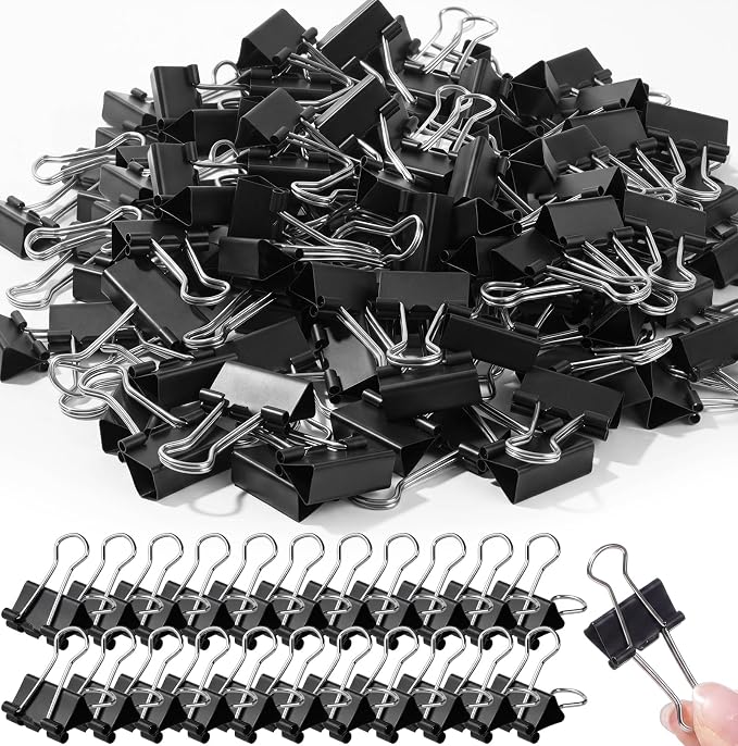 Jetec 100 Pcs Black 0.75 Inch Binder Clip Paper Clamp Metal Paper Clip | for Teachers Students Classroom Business Office and School Office Supplies