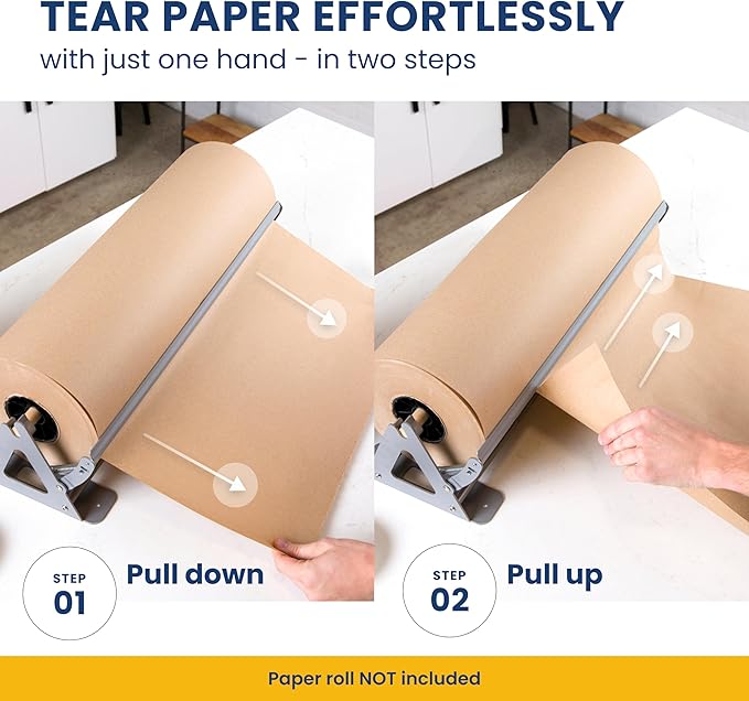 DIY Crew 24 Inch Paper Roll Dispenser and Cutter - Heavy-Duty Wall Mountable, Non Slip Tabletop - Kraft, Freezer, Butcher Paper - Up to 1000ft Rolls