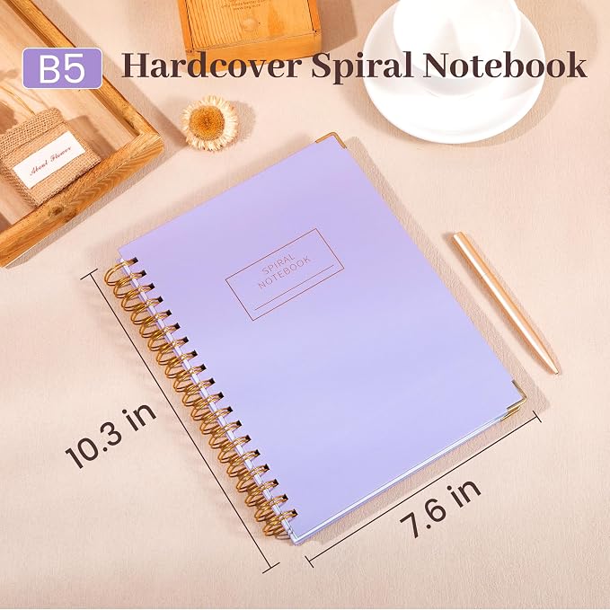 Yoment Hardcover Spiral Notebook with Tabs 8"x10" Large 5 Subject Notebook | Spiral Journals for Women with Dividers 240 Pages College Ruled Notebooks for Work, Back to School, Gifts, Purple
