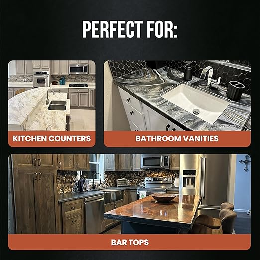 Stone Coat Countertops Epoxy Resin Kit for Countertops, Bar Tops, 1/2 Gal | UV, Scratch & Heat Resistant, Food Safe for Kitchen Countertop, Tabletop, Shower Walls, Bar Top, & Art Craft Projects