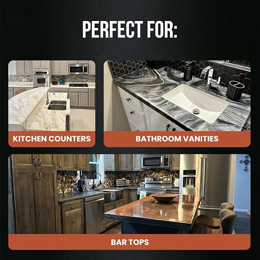 Stone Coat Countertops Epoxy Resin Kit for Countertops, Bar Tops, 2 Gallon | UV, Scratch & Heat Resistant, Food Safe for Kitchen Countertop, Tabletop, Shower Walls, Wooden Bar Top, & Art Craft Projects