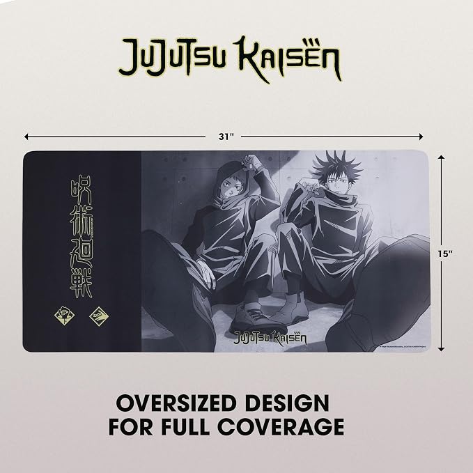 Jujutsu Kaisen Large Gaming Mouse Pad 31"x15" XL Computer Desk Mat, Anime | Jujutsu Kaisen anime gaming mouse pad, Oversized 31x15in , smooth fabric top, stitched edges, non-slip rubber base.