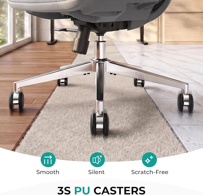 Ergonomic Mesh Office Chair, Adjustable Lumbar High Back Desk Chair 400lbs, 4D Flip-up Arms, 3 Tilt Backrest, 3D Headrest, PU Wheels, Swivel Rolling Computer Seating for Long Desk Work - Grey
