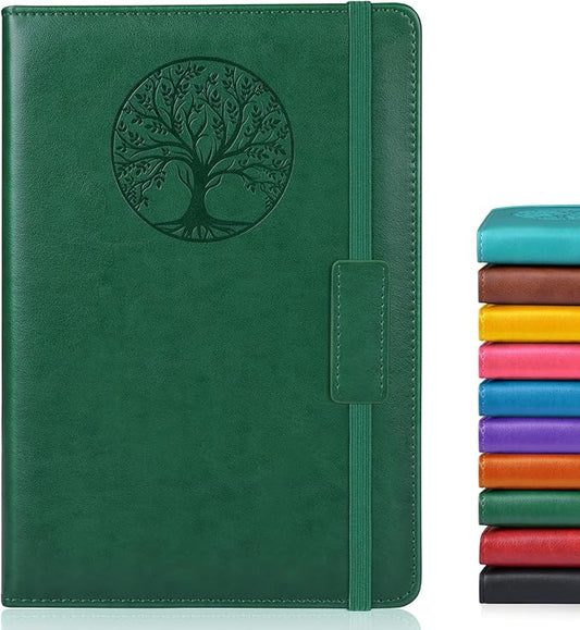 Blank Journal Notebook for Women Men, Hardcover Leather Sketchbook 5.7"×8.3", 140 Pages Unlined Sketch book for Drawing, Writing, Travel, School & Work, Journaling Notebooks (Green)