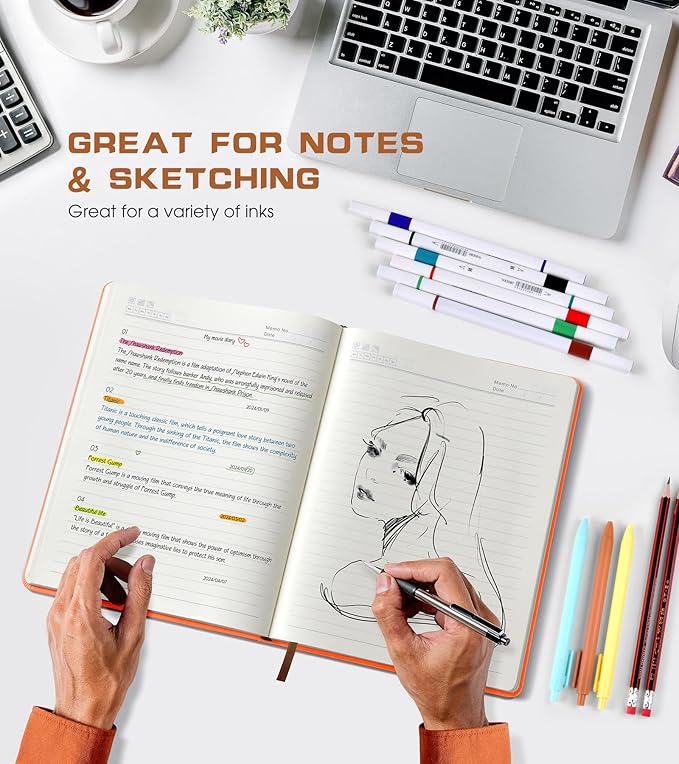 Lined Journal Notebook for Women Men,256 Pages B5 Large Hardcover Leather Journals for Writing,Travel,Business,Work & School,College Ruled Notebooks for Note Taking,Diary Notepad 7.8"×10.2"