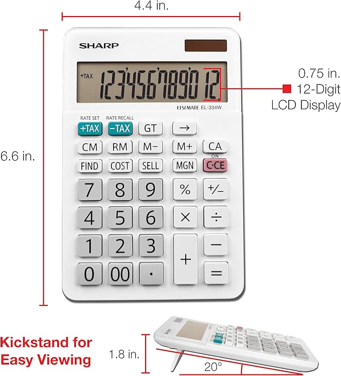 Sharp EL-334WB Business Calculator, White 4.0