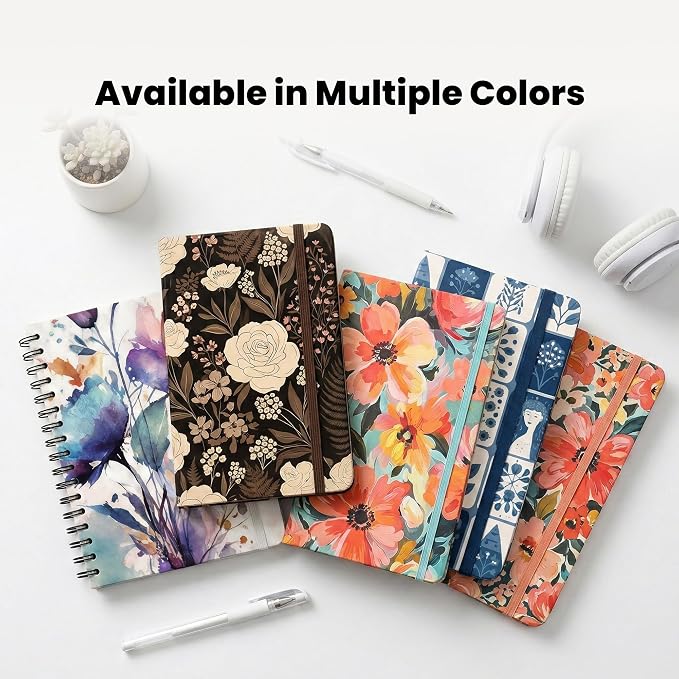 Nextnoid A5 Lined Spiral Notebook - 170 Pages, College Ruled, Abstract Blue | Hardcover Notebook for Everyday Writing, A5 Size (5.8" x 8.3") Journal for Work and School, Daily Journaling and Notetaking