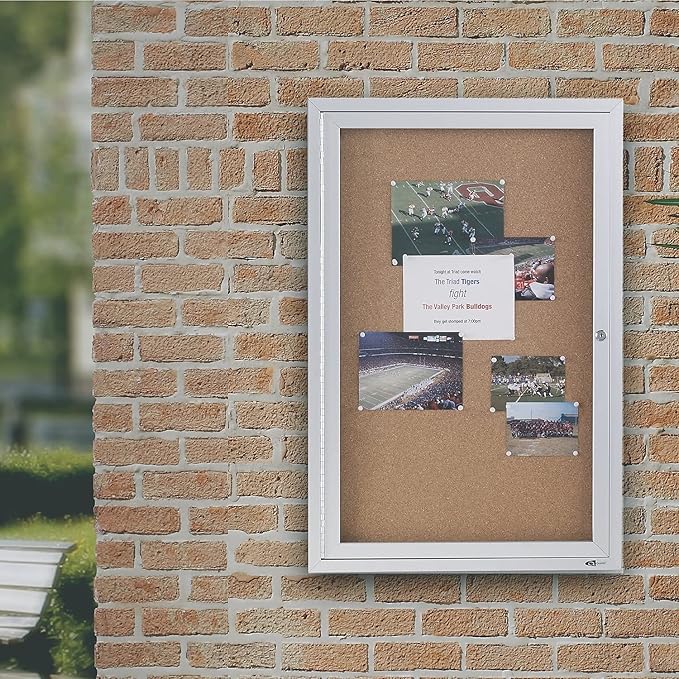 Quartet Bulletin Board, 6' x 4' Enclosed Cork Notice Board, Lockable Swing Doors, Aluminum Frame (2367)