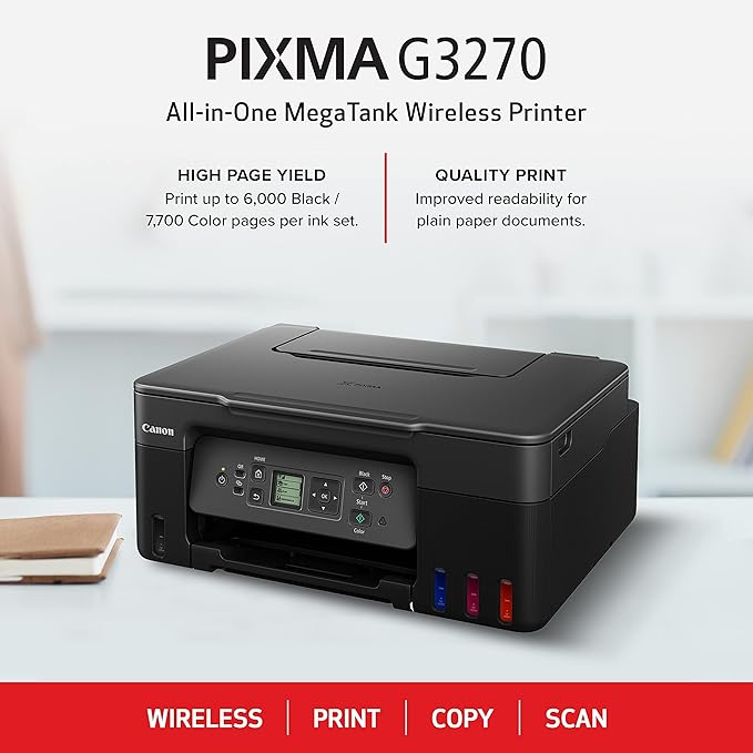 Canon MegaTank G3270 All-in-One Wireless Inkjet Printer, Home Use, Print, Scan and Copy