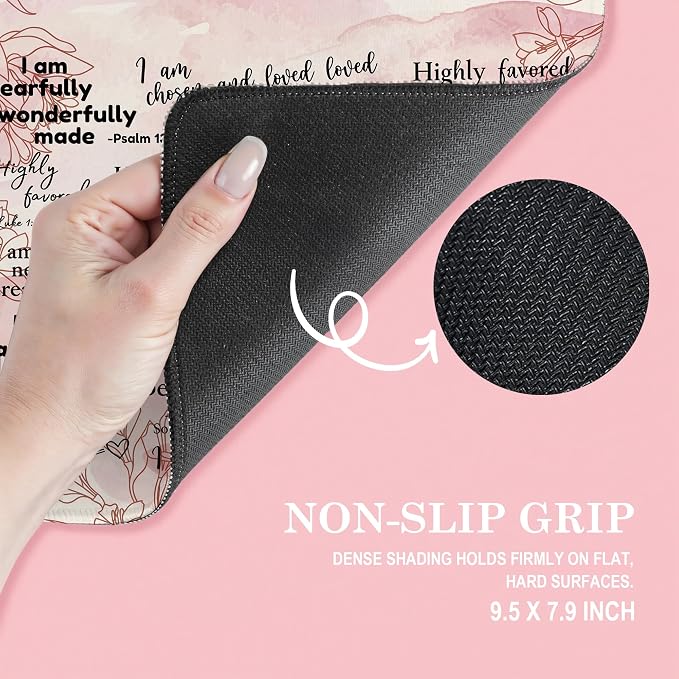 Inspirational Christian God Says I Am Mouse Pad, Pink Floral Bible Verse Affirmation Mouse Pads Mousepad for Home Office Dorm Computers Laptop Supplies Desk Accessories, 9.5x7.9 Inch