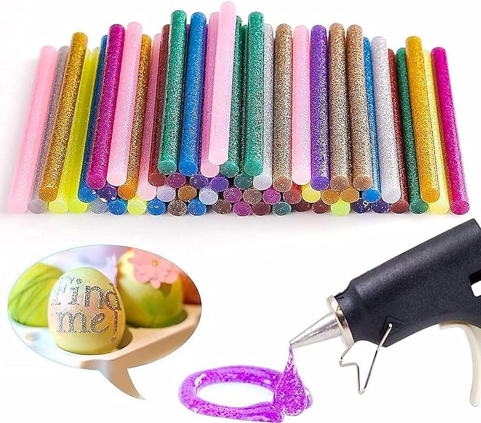 ZOENHOU 308 PCS Colored Glitter Hot Glue Sticks, 14 Colors Melt Adhesive Glue Sticks, Mini Hot Glue Sticks for DIY Art Craft General Repairs Gluing Projects, 4 x 5/16 Inch
