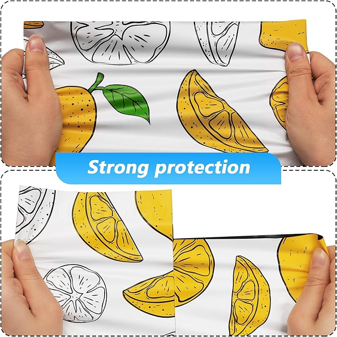 Lemon Printed Poly Mailer 6x9 Inch 100 Pcs, Waterproof and Tear-Resistant Shipping Bags for Clothing, Strong Mailing Bags with Self-Seal, Cute Packaging Bags for Small Business