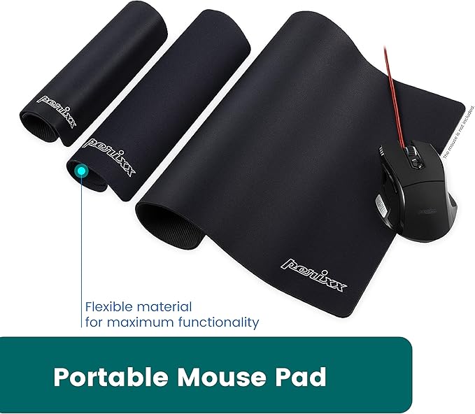 Perixx DX-1000L Waterproof Gaming Mouse Pad with Stitched Edge - Non-Slip Rubber Base Design for Laptop or Desktop Computer - L Size 12.60x10.60x0.08 Inches