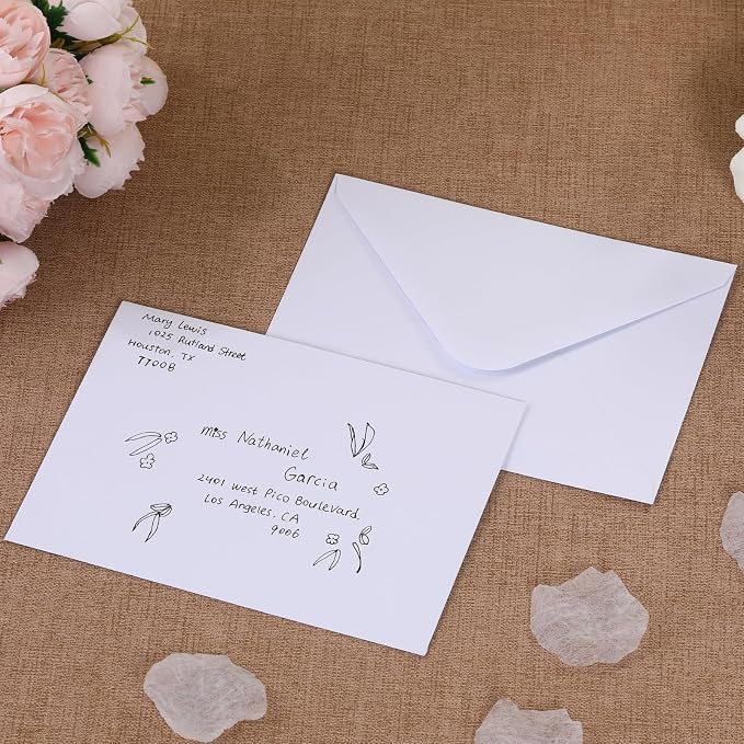 100 Pack 4x6 Envelopes White,Contour Flap A4 Envelope,Premium 120gsm Thick Paper Invitation Envelopes for Back to School,Birthday,Wedding RSVP Cards,Photos,Postcards,Greeting Cards,Mailing