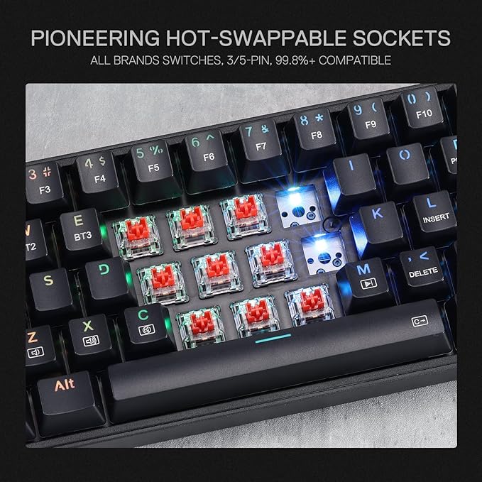 Redragon S136 Gaming Keyboard & Mouse Combo, 75% K628 Tri-Mode Wireless RGB Mechanical Keyboard and 7200 DPI Wireless Gaming Mouse Bundle, Convenient Shared Dongle