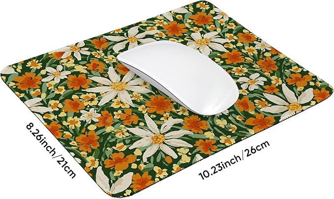 Premium Stitched Mouse Pad 10.2 x 8.3 in | Smooth, Washable Desk Mat with Non-Slip Base | Personalized Cute MousePads for Gaming,Work,Laptop, Computer, Office, Home (Sunny Daisy Patch)