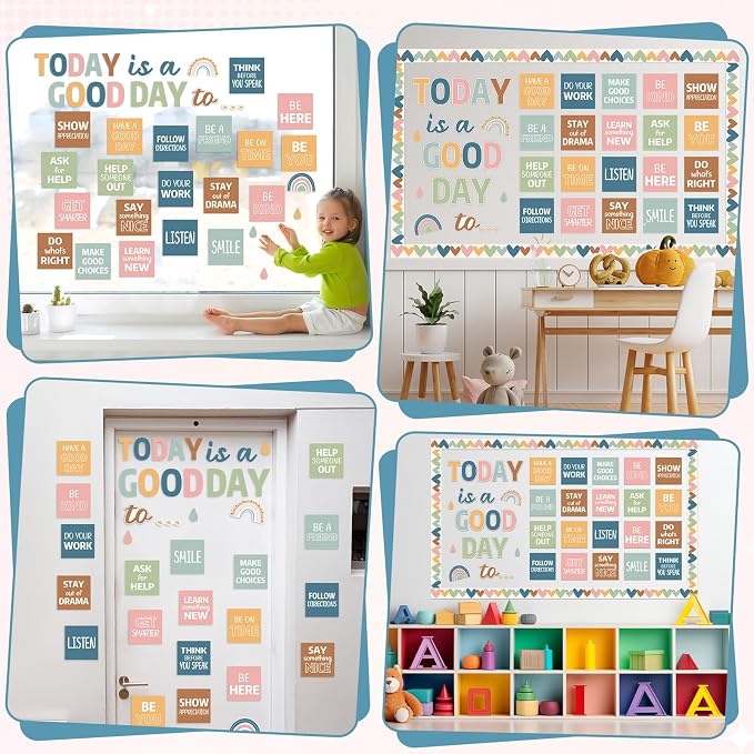 Inspirational Bulletin Board Decorations Set Boho Today Is A Good Day Classroom Decor Back to School Boho Motivational Bulletin Board Positive Affirmations Posters for Classroom Office Wall Decoration