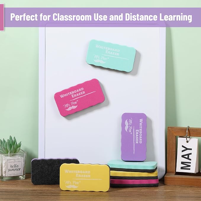 Mr. Pen- Magnetic Dry Erase Erasers, 4"x2.25", 8 Pack | Colorful Magnetic Whiteboard Erasers for White Board, Classroom, Home, Office, Back to School Supplies