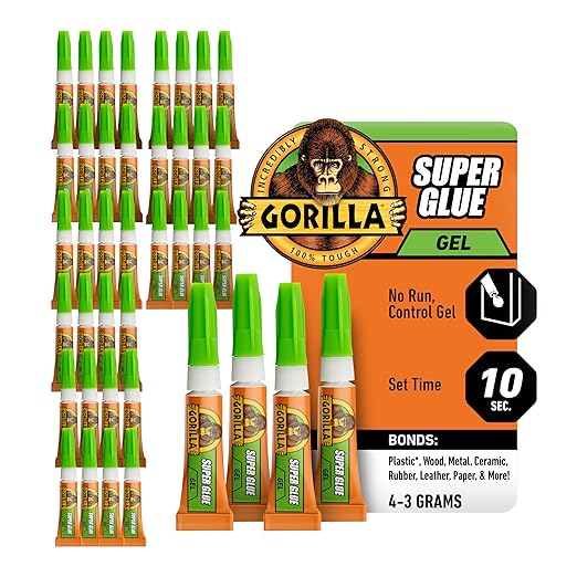 Gorilla Super Glue Gel, Clear Glue, Four 3 Gram Tubes (Pack of 10) - All Purpose and Fast Setting for Projects and Repairs