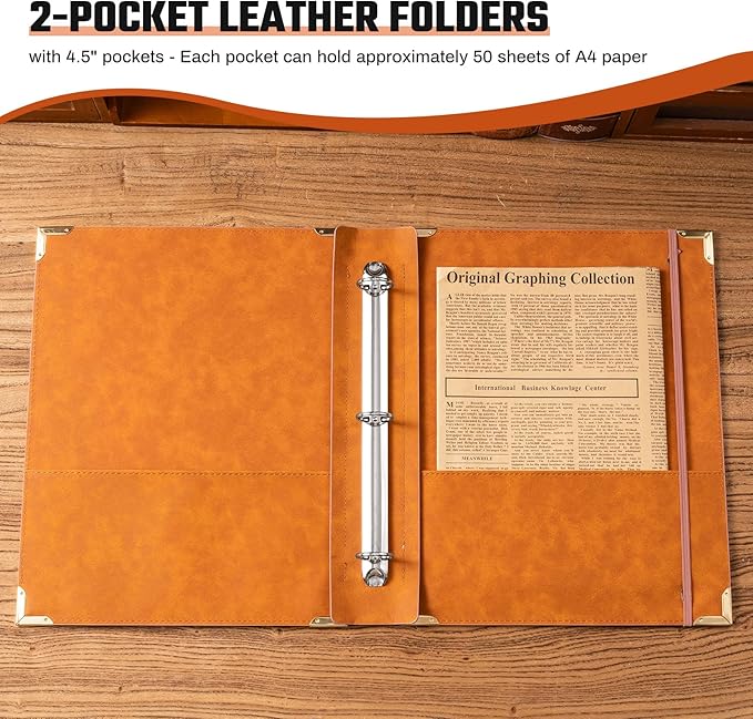 Sunflower PU Leather 3 Ring Binder 1 Inch Round Ring Binder Holds 200 Sheets 8.5"x11" Letter Size Paper, Wedding Family History Notebook Cover Loose Leaf Organizer, Pink