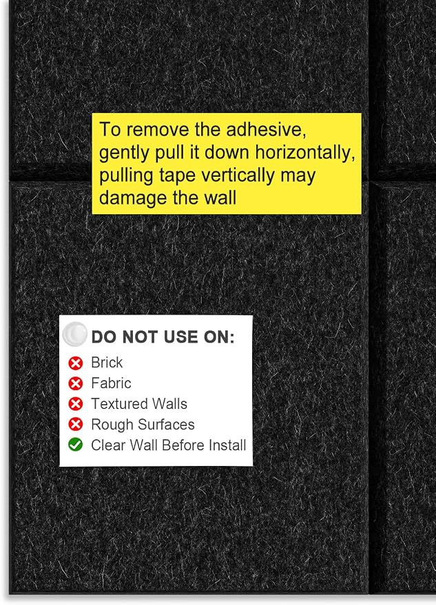Hsurbtra Large Cork Board for Wall 47 x 36 Inch, 12 Pack Felt Bulletin Notice Board with Pushpins for Office Home School Farmhouse Wall Decor, Black
