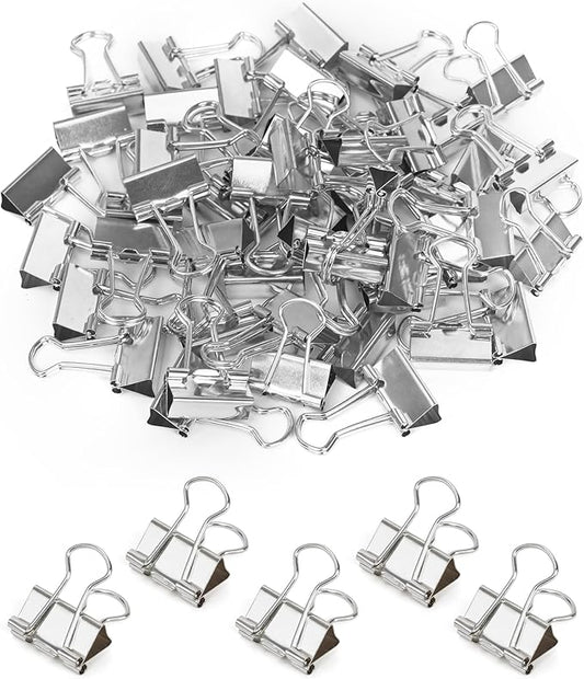 Binder Clips, 50 Pack, 0.75 in Small Paper Clips for Office, （Silver）