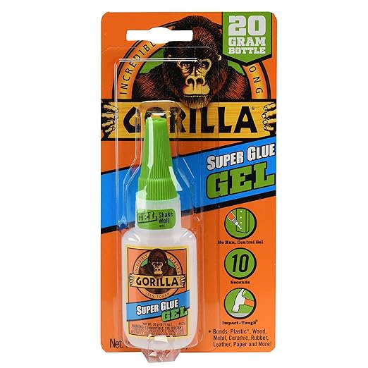 Gorilla Super Glue Gel, Clear Glue, 20 Gram (Pack of 1) - All Purpose and Fast Setting for Projects and Repairs