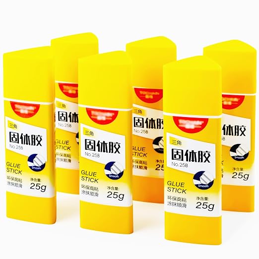 Smilo Triangle Glue Sticks, No-Roll Precision Tip 25g 6-Pack for School | Safe, Washable, Non-Toxic, Acid-Free,Smooth & Wrinkle-Free,Reaches Corners & Edges,For Crafts, School, Office, DIY