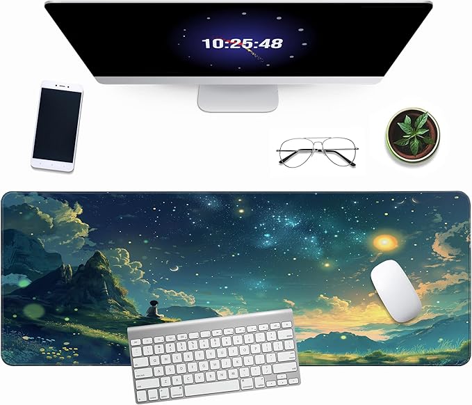 Forest Starry Sky Gaming Mouse Pad, Large Extended Mouse Pad Big Computer Mousepad for Home Office Gaming Work 31.5x11.8inch