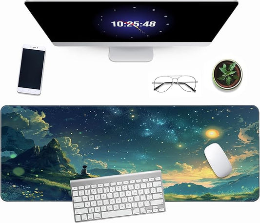 Forest Starry Sky Gaming Mouse Pad, Large Extended Mouse Pad Big Computer Mousepad for Home Office Gaming Work 31.5x11.8inch